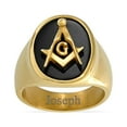 thumbnail image 4 of Bling Jewelry Mens Secret Society Mens Stainless Steel Black Oval Masonic Signet Ring Silver Tone, 4 of 5
