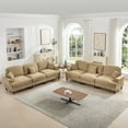 thumbnail image 3 of Newest Classic Sleeper Sofa Couch, Flared Arms, Removable Ruffles Pleats Skirts, Spindle Legs,Comfy Modular Sectional Chenille Deep Seat Sofa Couch, 3 Movable Ottomans,Light Coffee, 3 of 19