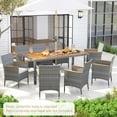 thumbnail image 4 of Costway 9 PCS Patio Dining Set for 8 Table and PE Rattan Chairs with 2" Umbrella Hole White, 4 of 10