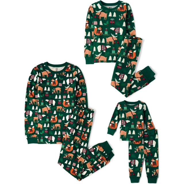 The Children's Place Ensembles de Pyjamas de Noël Festifs Assortis pour la Famille, Coton