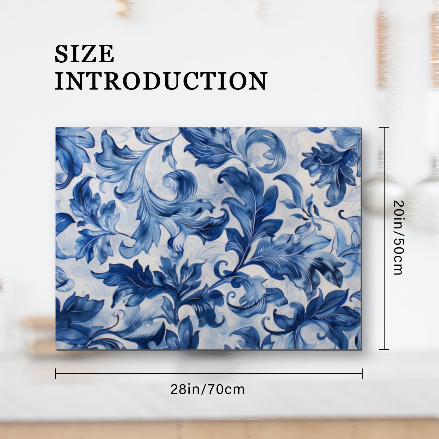 Electric Stove Top Cover, Blue And White Porcelain Drawing Square Foldable Glass Stove Top Protector Mat, Washable Modern Decor Pad for Kitchen RV (28×20 Inch)
