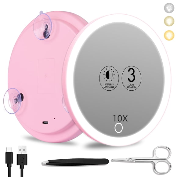 Espejo de aumento Suupvaor, 10 veces iluminado, 6 pulgadas, recargable
