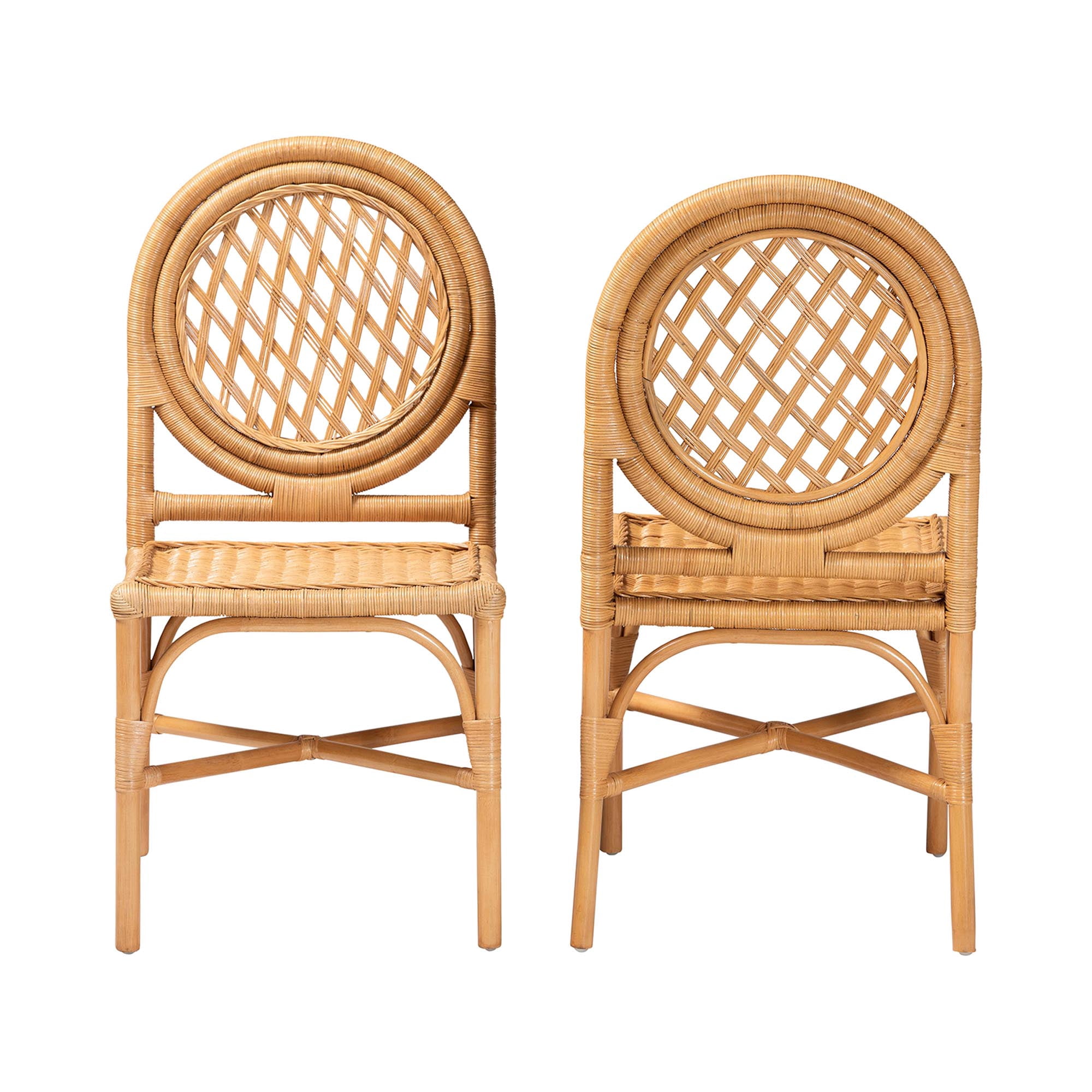 bali & pari Oxford Boho Dining Chair, Set of 2, Dining Height, Seat Height of 17", Light Honey