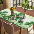 thumbnail image 3 of St. Patrick's Day Table Cloths for 3 Foot Rectangle Tables, Green Shamrock Gnomes Watering Can Plants Patio Waterproof Elastic Fitted Tablecloths, Washable Rectangular Table Cover for Camping, 3 of 8