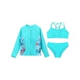 thumbnail image 3 of vastwit Kids Girls 3 Piece Swimsuit Long Sleeve Rash Guard Shirts with Tankini Swimwear Set Lake Green 6, 3 of 5