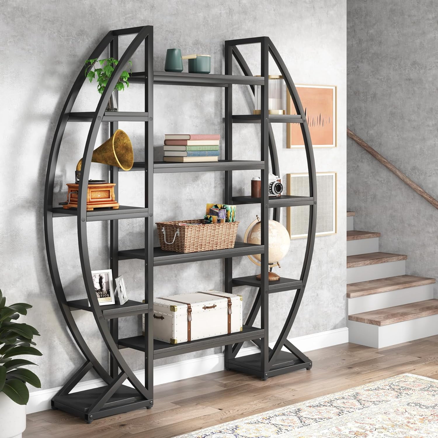 Imani rustic on sale triple etagere bookcase
