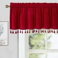thumbnail image 4 of Haperlare 15"L x 52"W Valance Boho Tassels Soft Luxury Room Darkening Velvet Window Valance Curtains for Bedroom Living Room, Red, 1 Panel, 4 of 8