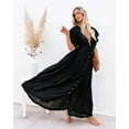 thumbnail image 6 of Womens Casual Beach Blouse Button Drawstring Long Skirt Sun Protection Shirt Summer Boho Floral Sundresses Wedding Guest Graduation Prom Formal Cocktail Dresses that Hide Belly A520-19559, 6 of 8
