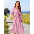 thumbnail image 2 of DARING DIVA Fall Long Sleeve Midi Floral Boho Dress M Pink, 2 of 7