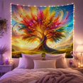 thumbnail image 2 of Tree of Life in a Swirling Colorful Landscape, Uplifting Psychedelic Style for Nature Lovers, Vibrant Forest Wall Art, Housewarming Gift Tapestry Wall Hanging for Bedroom, Living Room and Dorm, 2 of 7