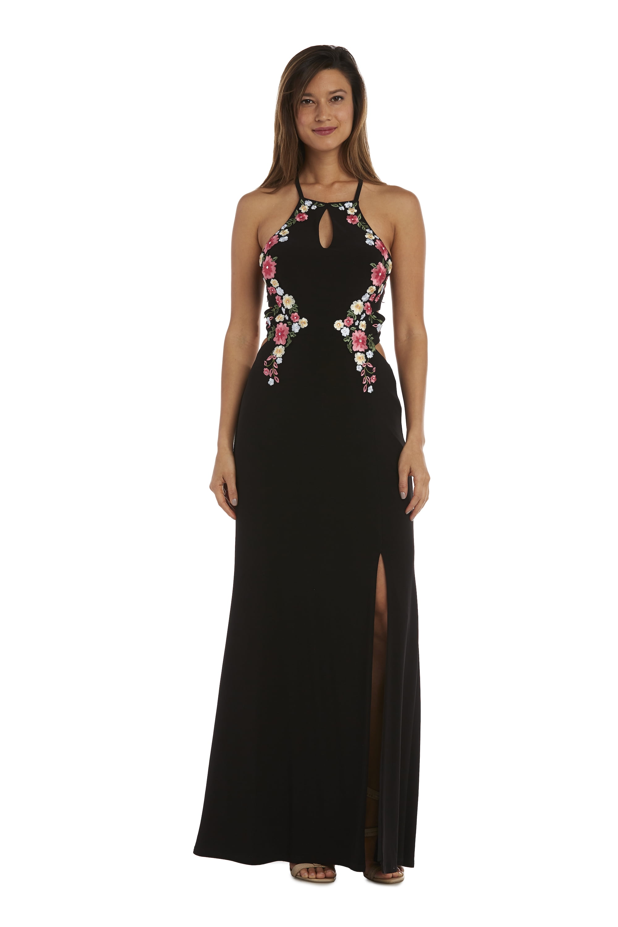 embroidered fit & flare dress morgan & co