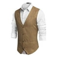 thumbnail image 4 of COOFANDY Men's Suede Leather Suit Jacket - Slim Fit Western Vest Waistcoat, 4 of 5