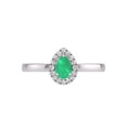 thumbnail image 5 of TimeLess Classics Round and Pear Cut Natural Emerald Gemstone Ring in 14K White Gold(Size: 7), 5 of 5