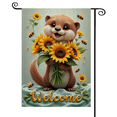 thumbnail image 3 of 30x45Cute Otter Design Welcome Garden Flag Vibrant Sunflower Pattern Outdoor Yard Flag Golden Text Accent Cartoon Garden Welcome Banner for Front Yard Decor Backyard Gathering Porch Decoration, 3 of 9