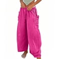 thumbnail image 5 of JUSLIO Pants for Women Linen Pleated Casual Drawstring Stretchy with Pockets Loose Straight Pants, 5 of 6