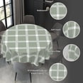 thumbnail image 5 of Sage Green and White Plaid Farm Waterproof Picnic Patio Party Round Table Cloth Cover Decorations Fabric 60 Inch Circular Tablecloth for 20-47 Inch Home Dining Room Kitchen Decor, 5 of 6