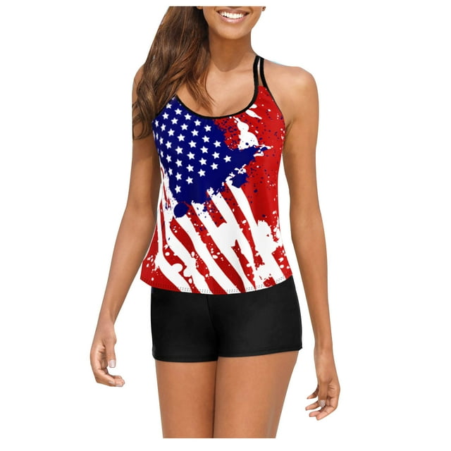 Conjunto de Traje de Baño Dividido de Mujeres, Tres Piezas Impreso Bikini Sexy para la Playa Y la Piscina, Traje de Baño sin Espalda con Almohadilla de Pecho, Nylon de Dos Piezas