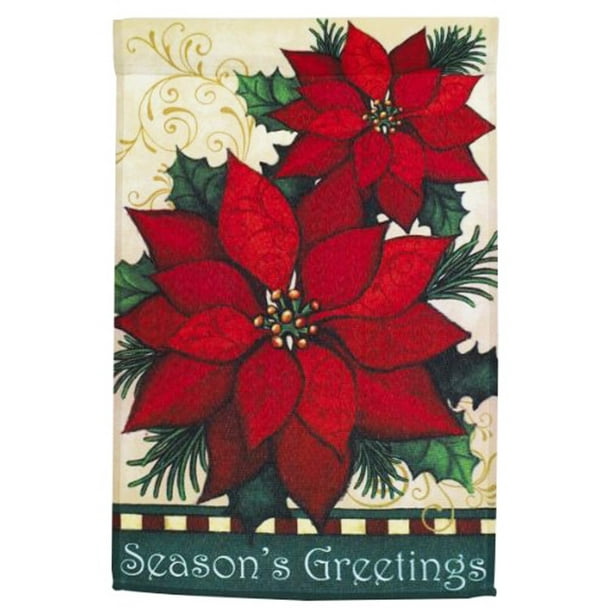 Season S Greetings Christmas Poinsettia Themed Garden Flag By Ganz No Stand Walmart Com Walmart Com