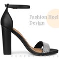 thumbnail image 4 of Unique Bargains Women's Open Toe Rhinestone Ankle Strap Chunky Heel Sandals, 4 of 6