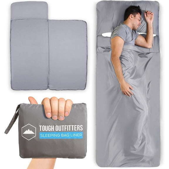 Tough Outdoors Sleeping Bag Liner - Adult Sleep Sack & Travel Sheets - Lightweight Camping Gear