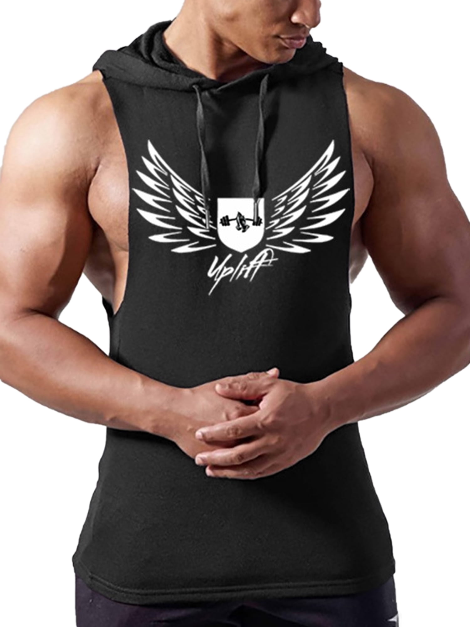 Mens Summer Camouflage Sleeveless Hoodie Tanktop Casual Workout Gym Muscle Bodybuilding Shirts for Running Jogging 
