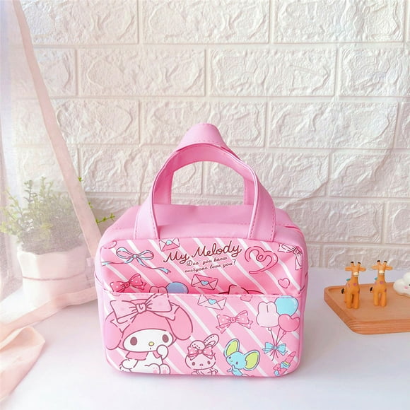 Sac à Lunch Isolé Kawaii Kitty pour Femmes, Boîte à Lunch Réutilisable Grande Capacité, Sac à Lunch Étanche avec Poche avant, Sac Isotherme pour Enfants