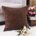 thumbnail image 5 of IMMEKEY Pillow Cover Set of 2 Plush Striped Corduroy Velvet Throw Pillows , 20x20 inch, Brown, 5 of 7