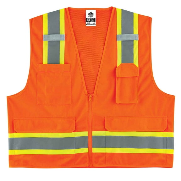 Ergodyne GloWear 8248Z Type R Class 2 Two-Tone Surveyors Vest, Orange, L/XL