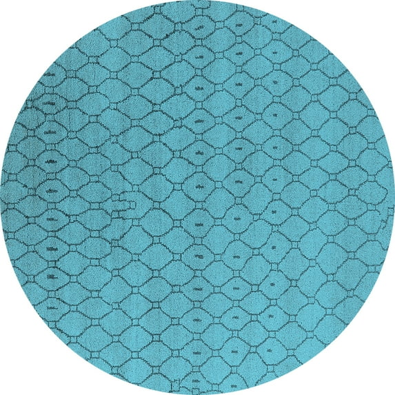 Ahgly Company Indoor Round Oriental Light Blue Industrial Area Rugs, 8' Round