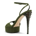 thumbnail image 4 of FSJ Women Open Toe Ankle Strap Platform Sandals Strappy Stiletto High Heels with Rivets Sexy Prom Themed Party Shoes Size 8 Olive Green, 4 of 6