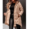 thumbnail image 6 of Iyufng Women's Hooded Quilted Mid Length Puffer Jackets, Zip Up High Low Winter Coat with Side Pockets, 6 of 6