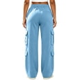 thumbnail image 3 of Stralyhd Wide Leg Sweatpants Women Cargo Baggy High Waist Drawstring Sweat Pants Joggers Casual Comfy Fall Sweatpants Sky Blue S, 3 of 3