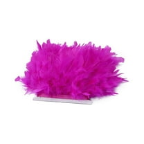 2-Meter Natural Turkey Feather Trim, 4-6 inch Wide Rosy Feather Fringe for Costume Accessories, Wedding Decor, Party Supplies and DIY Crafts