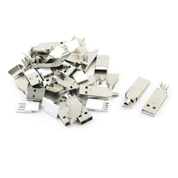 Unique BargainsDIY 15 Sets Soldering USB Type A Male Connector w Metal Shell