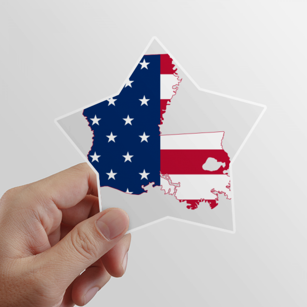 Louisiana USA Map Stars And Stripes Flag Star Sticker Paster Vinyl Car
