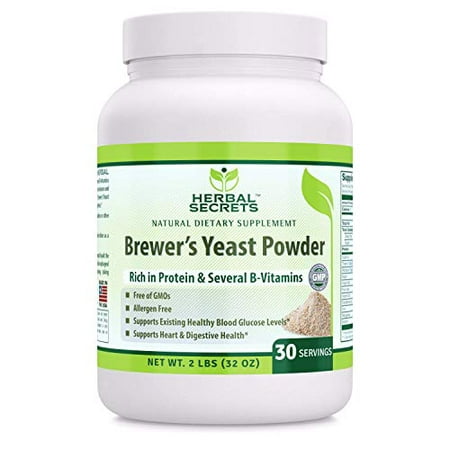 Herbal Secrets Brewer's Yeast Powder - 32 Oz (2 Lbs) - Free of Allergen & GMO - Supports Existing Healthy Blood Glucose Level - Supports Heart & Digestive (Best Brewers Yeast For Lactation)