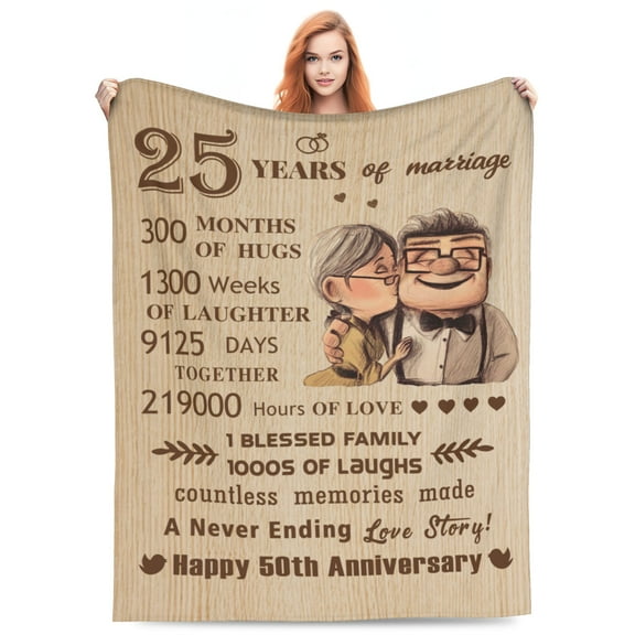 LHSHID 25th Anniversary Blanket Gifts 25 Years of Marriage Gifts for Dad Mom 30x40inch