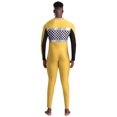 thumbnail image 2 of vastwit Men's Race Car Driver Jumpsuit Checkerboard Plaid Long Sleeve Bodysuit Rompers Yellow XL, 2 of 4