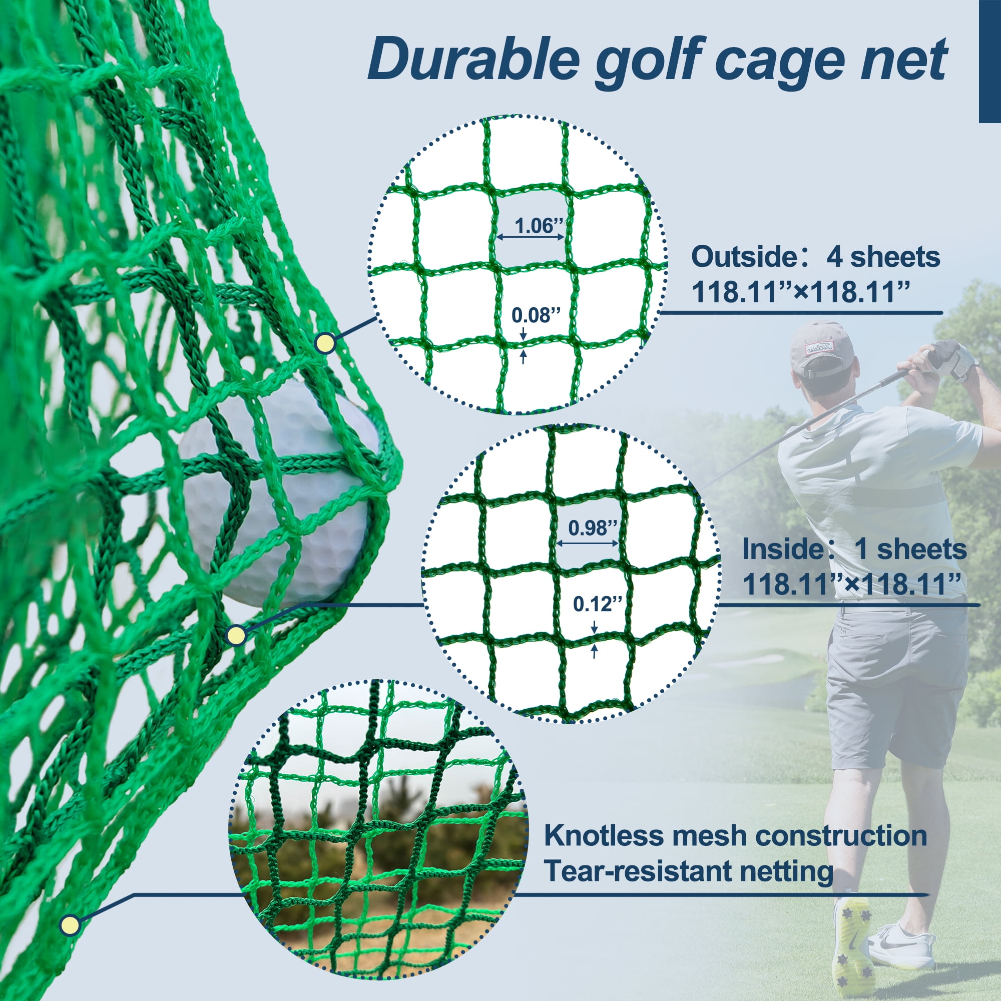 10x10x10FT Golf Practice Net Cage w/ Metal Frame Hitting Net Kit Indoor Outdoor