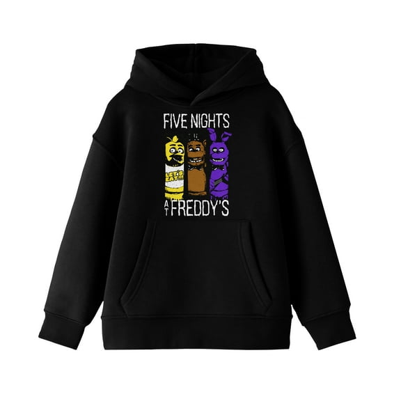 Five Nights at Freddy's Character Panels Boy's Black Sweatshirt-X-Large