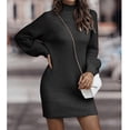 thumbnail image 4 of Mini Sweater Dress Pure Color Bodycon Sweater Dress Lantern Sleeves Fashion Soft for Winter for Girls ANGGREK Otros, 4 of 6