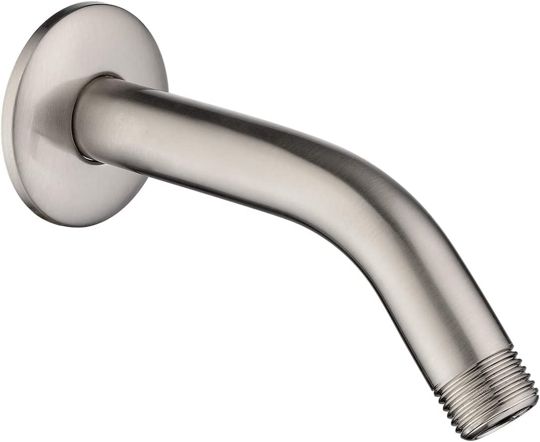 BRIGHT SHOWERS 6 Inch Brass Shower Arm with Flange Shower Pipe Arm for Wall  Mount Fixed and Handheld Shower Head, Brushed Nickel - Walmart.com