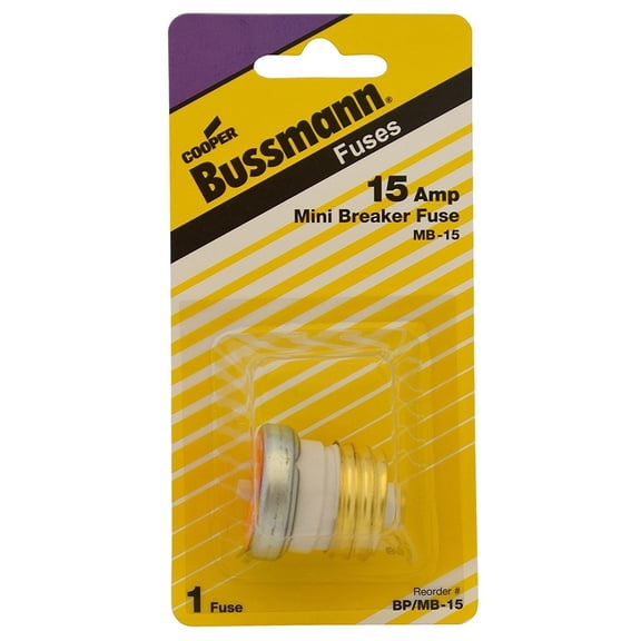 Bussmann BP/MB-15 15 Amp Edison Base Plug Fuse Circuit Breaker, 125V by Bussmann