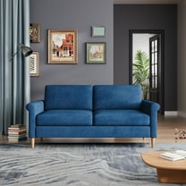 65'' Sofa,2-Seater Sofa Couch,Foam Pocket Spring Hybrid Modern Loveseat Sofa,Upholstered LoveSeat Couch for Livingroom,Bedroom, Apartment, Home Office,Small Space, Tool-Free Assembly, Blue