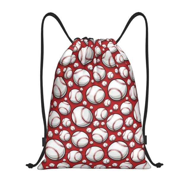 Xecao Cute Baseball Pattern Sports Drawstring Backpack - String Swim Gym Bag with Wet Proof Pocket for Women&Men-Medium