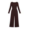 thumbnail image 5 of Ygbgbb Womens V Neck Cami Stripe Print High Waist Wide Leg Jumpsuit with Side Pockets for Beach Coffee XL, 5 of 6