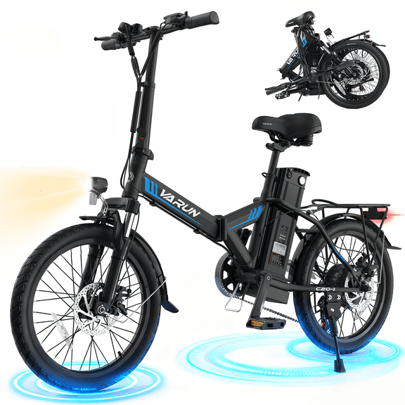 VARUN Electric Bike, 20" Folding EBike for Adults, Peak 750W 48V 374.4Wh Battery, Compact Commuter Ebike with Front Suspension up to 20MPH, UL2849