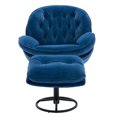 thumbnail image 4 of Velvet Accent Chair with Ottoman, Tufted Upholstered Leisure Sofa, Modern TV Chair, for Living Romm, Bedroom, Lounge, Blue, 4 of 9