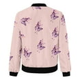 thumbnail image 5 of Light Jackets for Women Trendy Casual Zip Up Floral Print Short Sports Bomber Fall Winter Women'S Coats,Pink,2XL, 5 of 5
