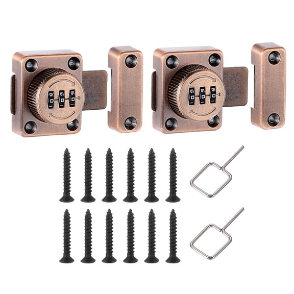 Cabinet Combination Lock Twist Knob Keyless Lock 3-Digit Password Latch Lock for Small Door Red